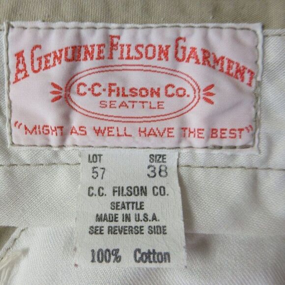 FILSON Shelter Brush Briar Tan Hunting Pants Mens Sz 38 (36x28) VINTAGE Made USA - Picture 4 of 15
